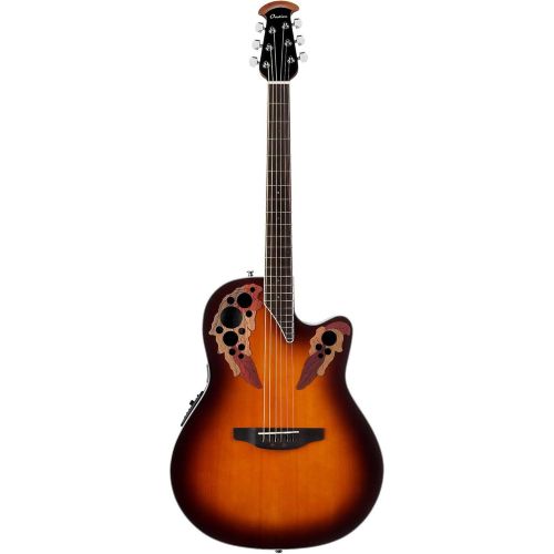  Ovation Celebrity Collection 6 String Acoustic-Electric Guitar, Right, Ruby Red, Super Shallow Body (CE48-RR)