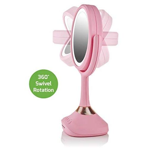  Ovente Tabletop Vanity Mirror with Speaker, 6 Inches, 1× & 5× Magnification, Bluetooth/MP3 Flash Drive...