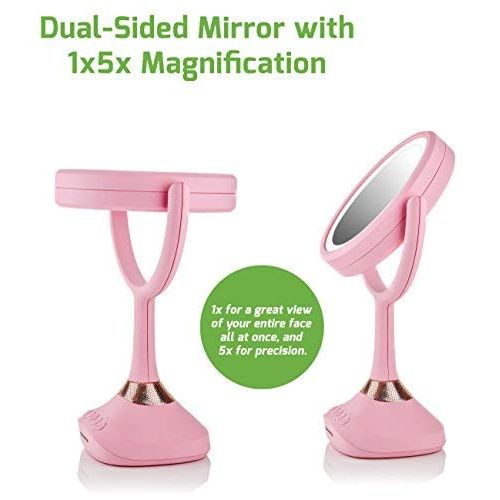  Ovente Tabletop Vanity Mirror with Speaker, 6 Inches, 1× & 5× Magnification, Bluetooth/MP3 Flash Drive...