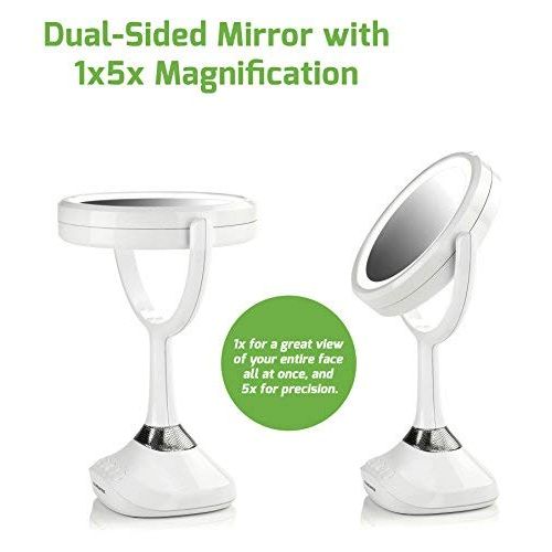  Ovente Tabletop Vanity Mirror with Speaker, 6 Inches, 1× & 5× Magnification, Bluetooth/MP3 Flash Drive...