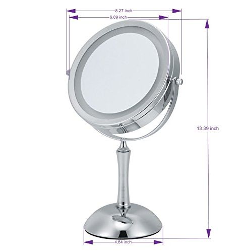  Ovente LED 1x/8x Magnifying Makeup Mirror - 7.0 Lighted Table Vanity Mirror - Cordless, Battery...