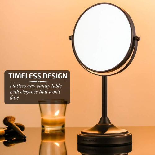  Ovente Tabletop Makeup Mirror, 7 Inch, Dual-Sided 1x/7x Magnification (MNLCT70, Antique Bronze)