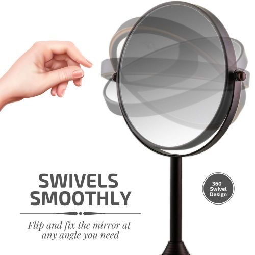  Ovente Tabletop Makeup Mirror, 7 Inch, Dual-Sided 1x/7x Magnification (MNLCT70, Antique Bronze)