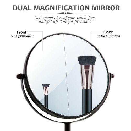  Ovente Tabletop Makeup Mirror, 7 Inch, Dual-Sided 1x/7x Magnification (MNLCT70, Antique Bronze)