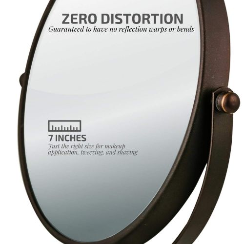  Ovente Tabletop Makeup Mirror, 7 Inch, Dual-Sided 1x/7x Magnification (MNLCT70, Antique Bronze)