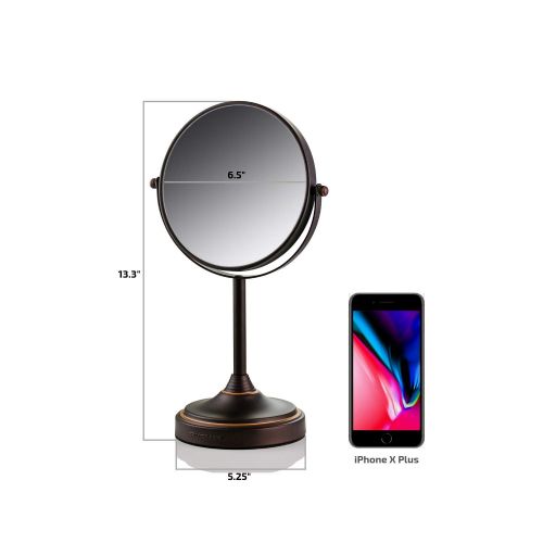  Ovente Tabletop Makeup Mirror, 7 Inch, Dual-Sided 1x/7x Magnification (MNLCT70, Antique Bronze)