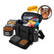 Overland Travel Dog Tote Bag Includes Collapsible Silicone Bowls
