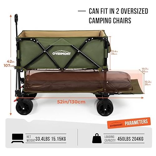  Overmont 400L Foldable Double Decker Wagon - Large Capacity Collapsible Wagon Cart- 52