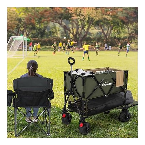  Overmont 400L Foldable Double Decker Wagon - Large Capacity Collapsible Wagon Cart- 52