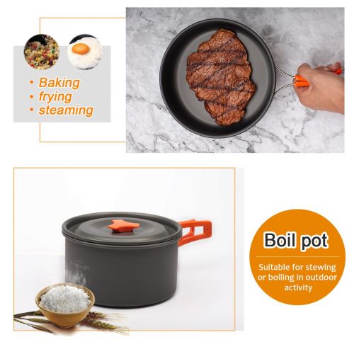  [아마존 핫딜]  [아마존핫딜]Overmont Camping Kochgeschirr Set Outdoor Geschirr Set Kochtopf Set Grillgeschirr Picknick Topf mit Kaffeekanne Teekanne Aluminium