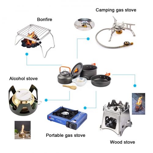  [아마존 핫딜]  [아마존핫딜]Overmont Camping Kochgeschirr Set Outdoor Geschirr Set Kochtopf Set Grillgeschirr Picknick Topf mit Kaffeekanne Teekanne Aluminium