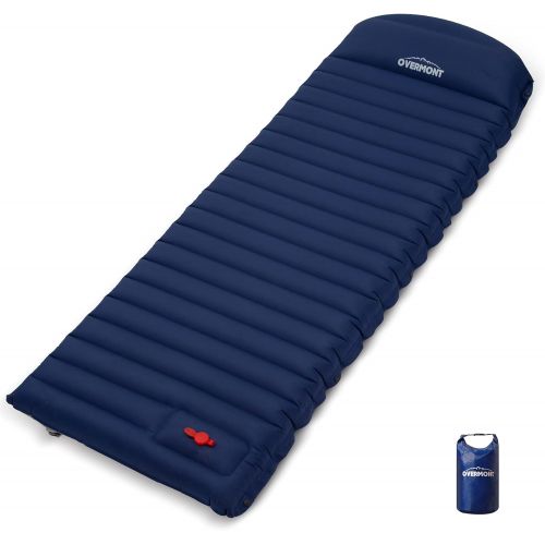  Overmont Large Sleeping Pad (74.8x27.5in) with Pillow 4.7in Extra Thickness Mat Ultralight Inflatable Camping Air Mattress for Backpacking Hiking Car Travel Waterproof with Carryin