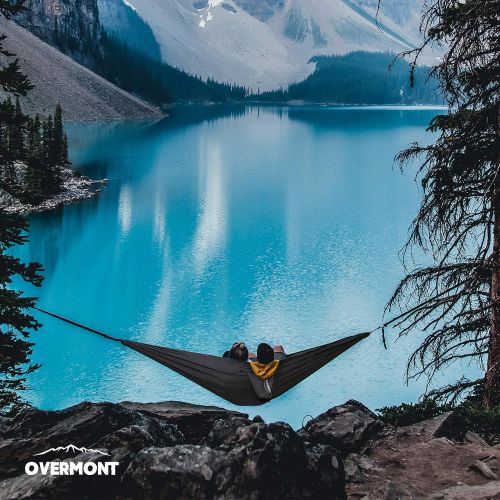  Overmont Double Layers Outdoor Hammock with Tree Straps German TUV Certificated Portable Camping Hammock for Two Lightweight for Backpacking Hiking Sports Travel Max Load of 880lbs