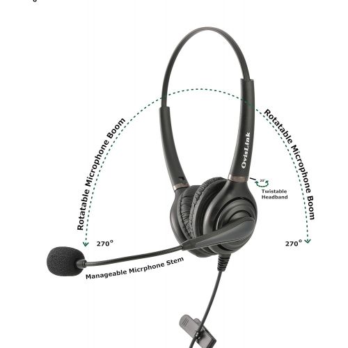  Ovislink OvisLink Dual Ear Call Center Headset for Polycom SoundPoint IP Phones with 2.5mm Headset Jack