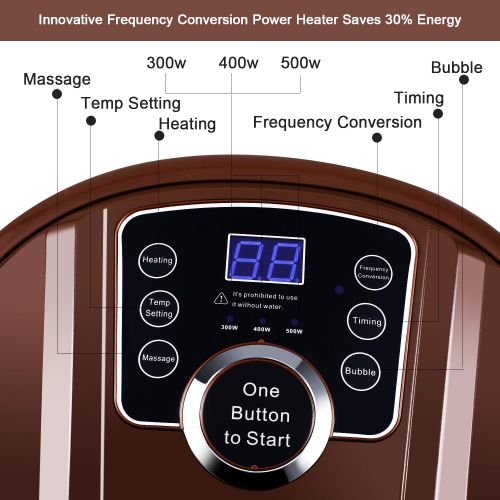  Ovitus Foot Spa Bath Massager with Heat,16 Pedicure Spa Motorized Shiatsu Roller Massaging Acupuncture Point, Frequency Conversion, O2 Bubbles, Adjustable Time & Temperature, LED Display