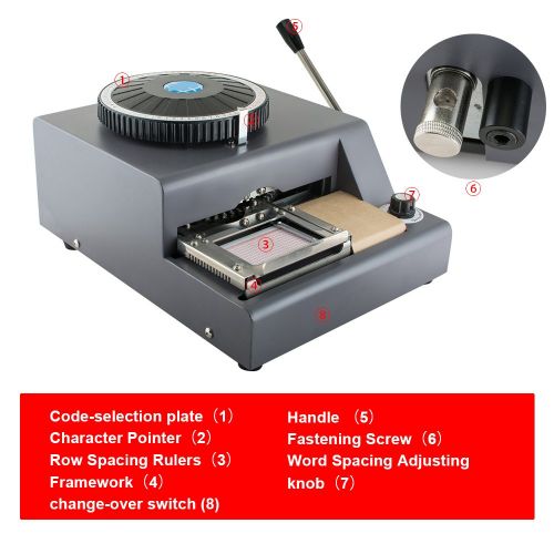  Ovovo Embossing Machine 72 Character Letters Embosser Machine Credit Card ID Plastic PVC Card VIP Gift Card Manual Embosser Stamping Machine