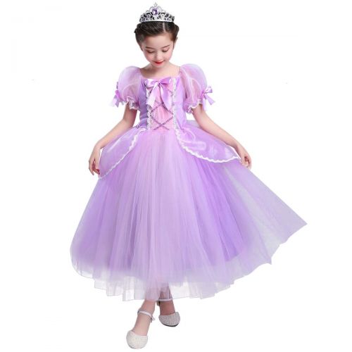  OwlFay Girls’ Princess Rapunzel Aurora Dresses Costume Halloween Party Fancy Dress up Sofia The First Sleeping Beauty Cosplay