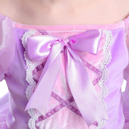  OwlFay Girls’ Princess Rapunzel Aurora Dresses Costume Halloween Party Fancy Dress up Sofia The First Sleeping Beauty Cosplay