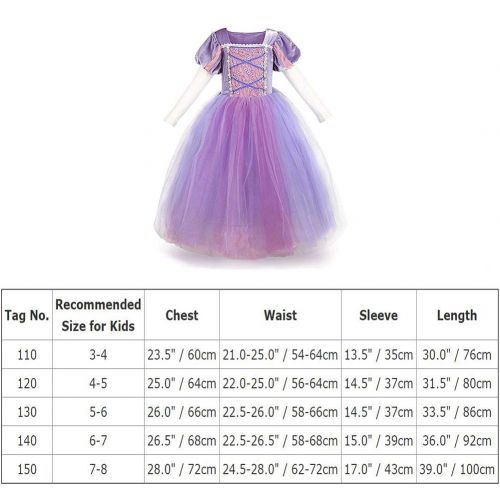  OwlFay Girls Princess Sofia The First Dress up Costume Rapunzel Cosplay Halloween Fancy Party Dress Pageant Long Gown for Kids