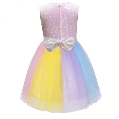  OwlFay Girls Rainbow Unicorn Costume Sequin Pageant Princess Party Dress up Cosplay with Headband Birthday Outfit Set for Kids