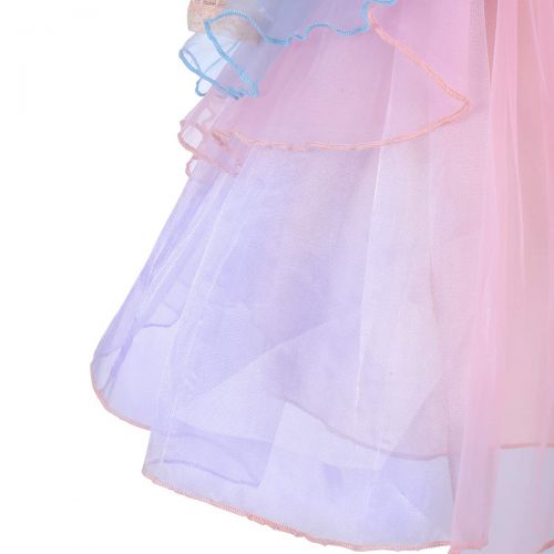  OwlFay Girls Unicorn Dress up Costume Long Sleeve Lace Gown Party Princess Tutu Skirt Headband Birthday Outfit for Kids Baby