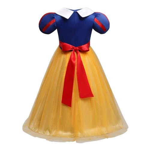  OwlFay Girls Princess Snow White Costume Halloween Christmas Party Fancy Dress up Cosplay Birthday Pageant Long Gown for Kids