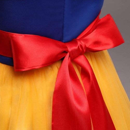  OwlFay Girls Princess Snow White Costume Halloween Christmas Party Fancy Dress up Cosplay Birthday Pageant Long Gown for Kids