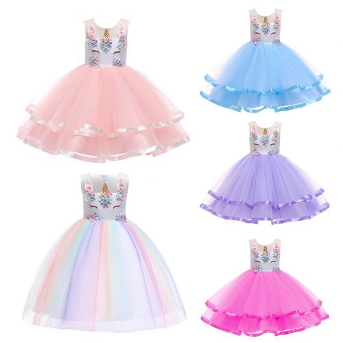  OwlFay Little Girls Unicorn Dress up Costume Princess Tutu Pageant Birthday Party Dresses Dance Gown for Kids Photo Cosplay