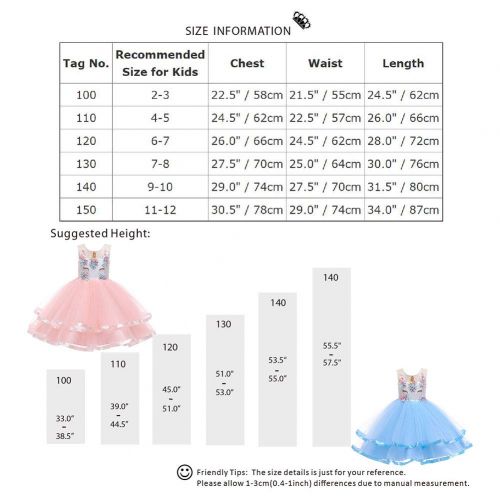  OwlFay Little Girls Unicorn Dress up Costume Princess Tutu Pageant Birthday Party Dresses Dance Gown for Kids Photo Cosplay