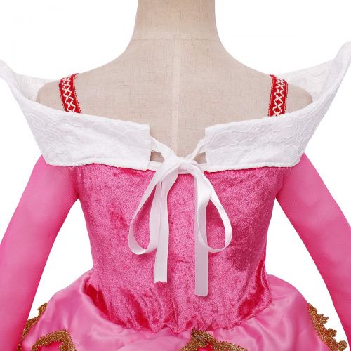  OwlFay Princess Aurora Dress for Girls Party Dress up Halloween Costume Birthday Pageant Long Gown Sleeping Beauty Cosplay