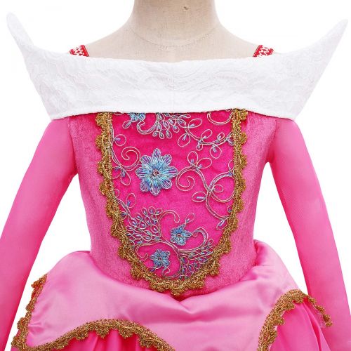  OwlFay Princess Aurora Dress for Girls Party Dress up Halloween Costume Birthday Pageant Long Gown Sleeping Beauty Cosplay