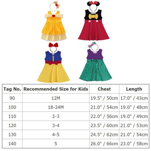  OwlFay Baby Girls Dress Princess Costume Toddler Little Mermaid Snow White Fancy Dress up Cosplay with Headband Birthday Outfit