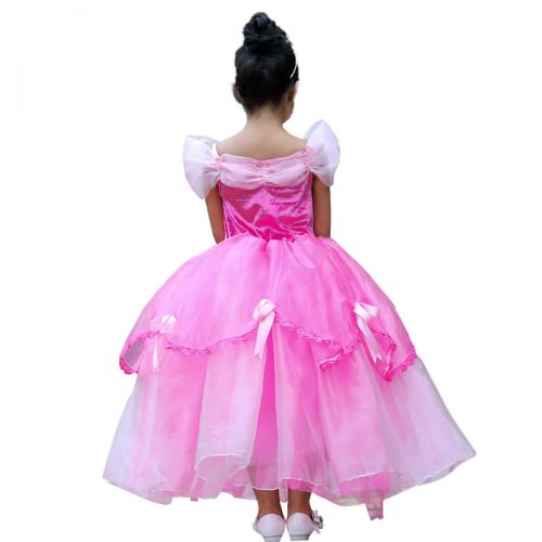  OwlFay Little Girls Princess Dress up Belle Cinderella Aurora Sofia Costume Halloween Carnival Cosplay Long Ball Gown for Kids