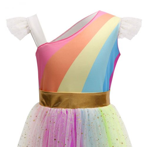  OwlFay Girls Rainbow Unicorn Birthday Dress up Sequins Ruffle Tulle Skirt Kids Party Pageant Princess Halloween Fancy Costume