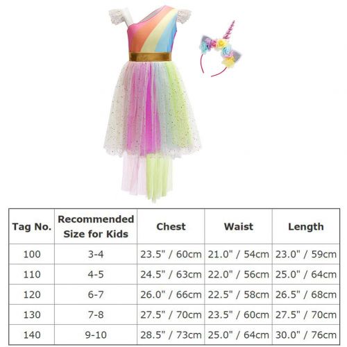  OwlFay Girls Rainbow Unicorn Birthday Dress up Sequins Ruffle Tulle Skirt Kids Party Pageant Princess Halloween Fancy Costume