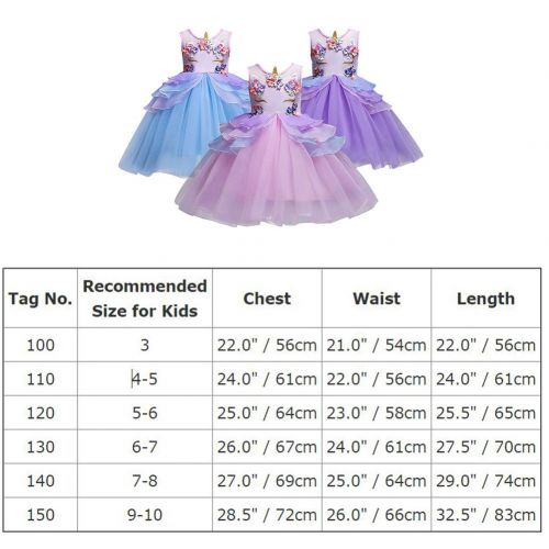 OwlFay Girls Unicorn Dress up Costume Rainbow Tulle Tutu Skirt with Horn Headband Kids Birthday Outfit for Photo Shoot Cosplay