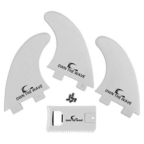  Own the Wave Fiberglass Reinforced Surfboard Fins (3) + Free FCS Screws and Hex Key! Glass Flex Thruster Surf Fin Set (FCS G5 M5 Style) - Tri Fin Thruster Set Surfboard fins FCS fi