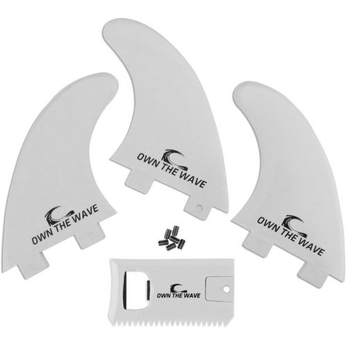  Own the Wave Fiberglass Reinforced Surfboard Fins (3) + Free FCS Screws and Hex Key! Glass Flex Thruster Surf Fin Set (FCS G5 M5 Style) - Tri Fin Thruster Set Surfboard fins FCS fi