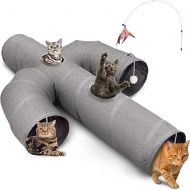 Ownpets Cat Tunnel Sturdy Oxford Fabric Cat Tunnel Toy, Cactus Shape Collapsible Cat Tunnels for Indoor Cats,Interactive Peek Hole Pet Tunnel Tube with Cat Wand Toy