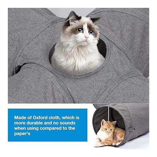  Ownpets Cat Tunnel Sturdy Oxford Fabric Cat Tunnel Toy, Cactus Shape Collapsible Cat Tunnels for Indoor Cats,Interactive Peek Hole Pet Tunnel Tube with Cat Wand Toy