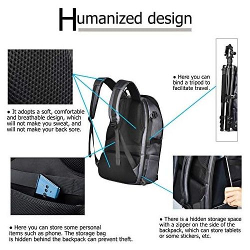  Owoda Backpack with Rain Cover, Multifunctional Carrying Case, Large Capacity Nylon Traveling Storage Bag for DJI Mavic 3/ Mini SE/ FPV/Mavic Mini 2/Air 2S Drone & Accessories, Cam