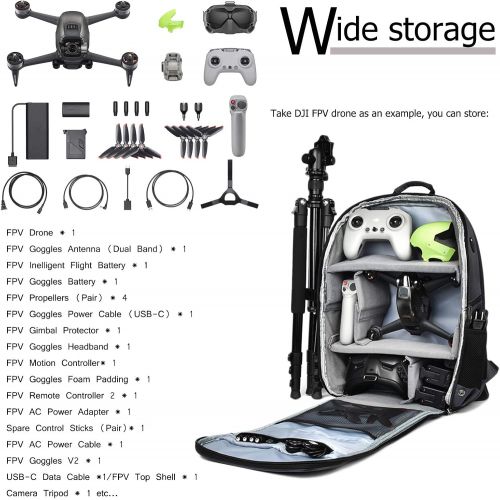  Owoda Backpack with Rain Cover, Multifunctional Carrying Case, Large Capacity Nylon Traveling Storage Bag for DJI Mavic 3/ Mini SE/ FPV/Mavic Mini 2/Air 2S Drone & Accessories, Cam