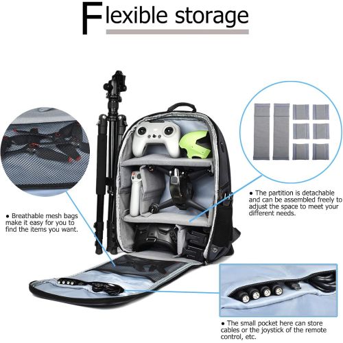  Owoda Backpack with Rain Cover, Multifunctional Carrying Case, Large Capacity Nylon Traveling Storage Bag for DJI Mavic 3/ Mini SE/ FPV/Mavic Mini 2/Air 2S Drone & Accessories, Cam