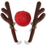 [아마존핫딜][아마존 핫딜] OxGord Car Reindeer Antlers & Nose - Window Roof-Top & Grille Rudolph Reindeer Jingle Bell Christmas Costume - Auto Accessories Decoration Kit Best for Car SUV Van Truck, Xmas Gift