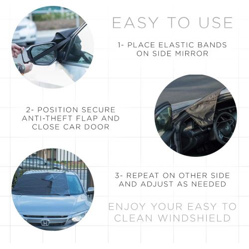  [아마존핫딜][아마존 핫딜] OxGord Windshield Snow Cover Ice Removal Wiper Visor Protector All Weather Winter Summer Auto Sun Shade for Cars Trucks Vans and SUVs Stop Scraping with a Brush or Shovel