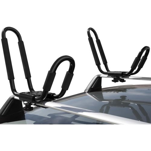  OxGord Kayak Roof Rack for Car - Kayaks Accessories Best for Kayaking J Hooks Bar Mount Carrier Transport Sit on Top Canoe Fishing Jon Boat Surf Ski Caddy Racks Fit Truck SUV Van Cars w/