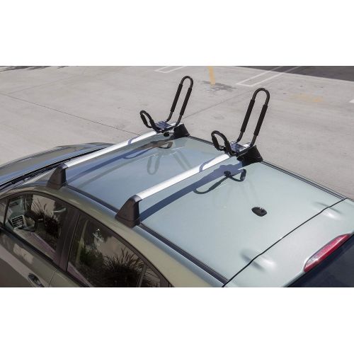  OxGord Kayak Roof Rack for Car - Kayaks Accessories Best for Kayaking J Hooks Bar Mount Carrier Transport Sit on Top Canoe Fishing Jon Boat Surf Ski Caddy Racks Fit Truck SUV Van Cars w/