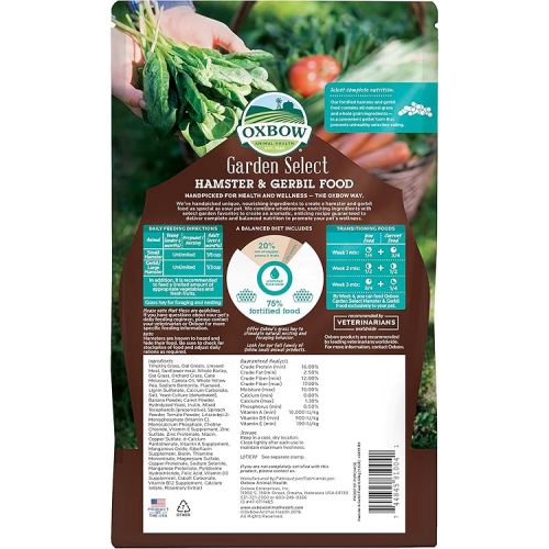  Oxbow Animal Health Garden Select Hamster And Gerbil Food, Garden-Inspired Recipe for Hamsters And Gerbils, Non-GMO, Made In The USA, 1.5 Pound Bag