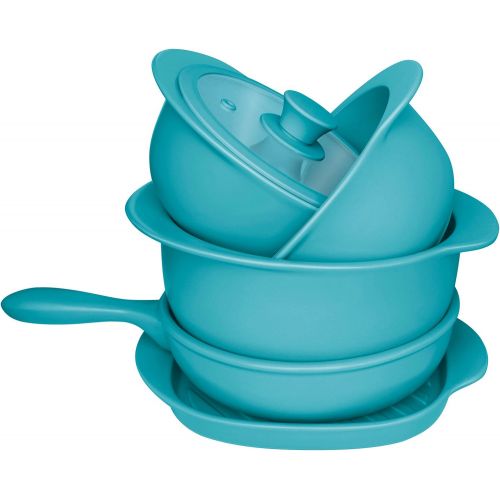  Oxford 7891361977543 5 Piece Linea Cookware, Aqua