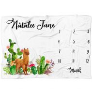 OystersPearl Llama Milestone Blanket Milestone Blanket Baby Personalized Baby Blanket Swaddle Receiving